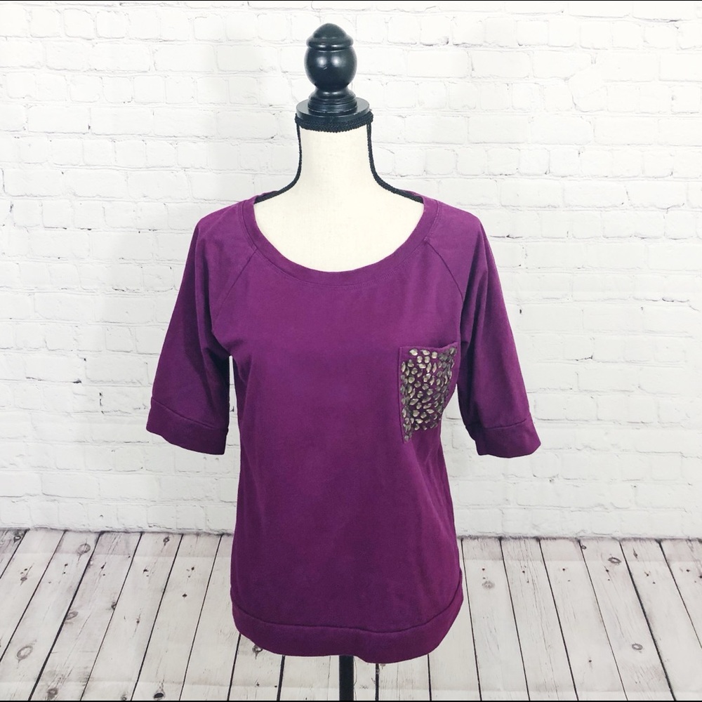 So It Is Purple Elbow Sleeve Top Size XL